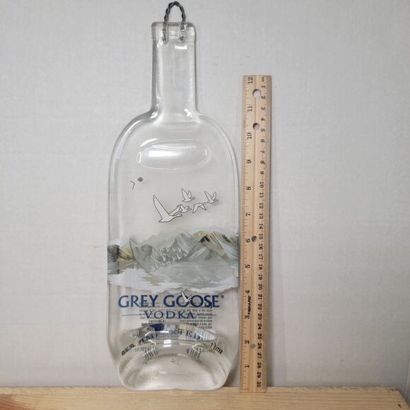 Grey Goose Vodka Flattened Glass Bottle w/ Wall Hanger - Picture 7 of 7